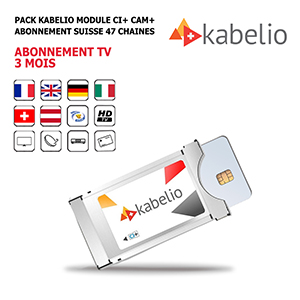 Pack Module Kabelio CI+ Cam + Abonnement Tv 3 mois bouquet Suisse 47 chanes Europennes Franaises Allemandes Italiennes Anglaises